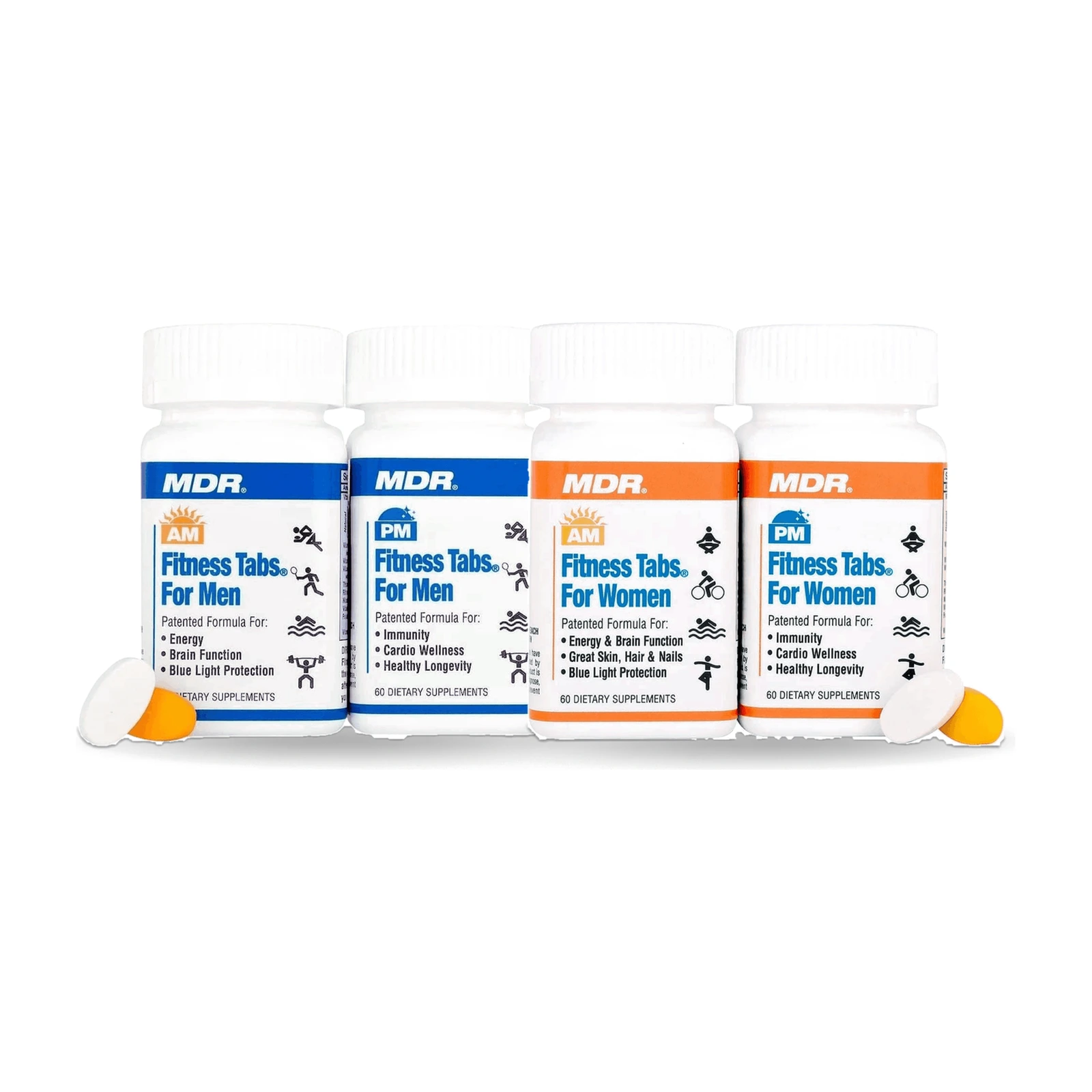 Fitness Tabs for Men and Fitness Tabs for Women, AM and PM bottles